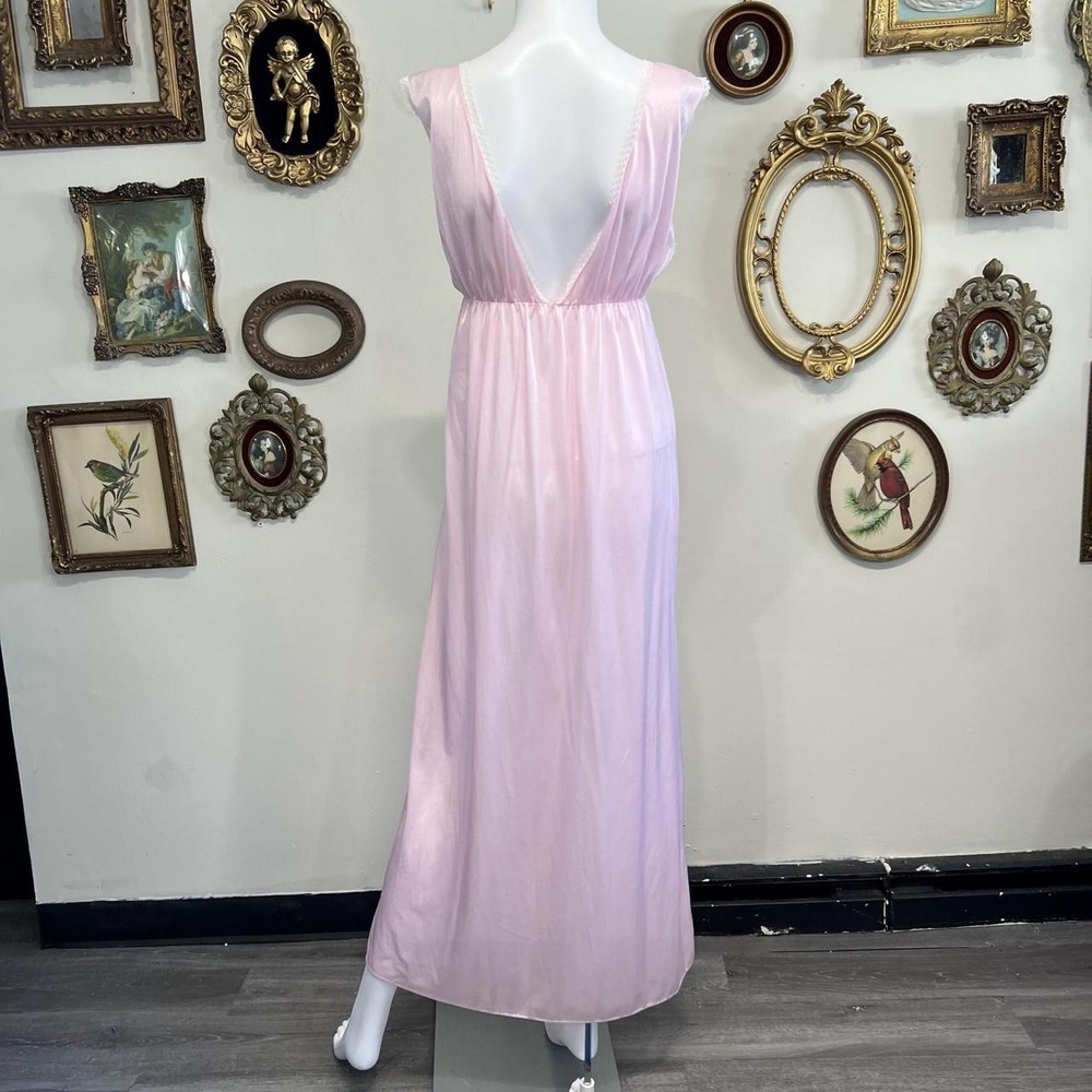 Vintage Pink Lace Trim Embroidered Nightgown - Size L - Picture 3 of 8